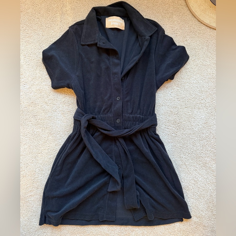 Araminta James Terry Towelling Button Up Dress w/ Terry Belt